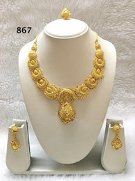 THREE PIECE INDIAN  / AFRICAN GOLD PLATED NECKLACE SET