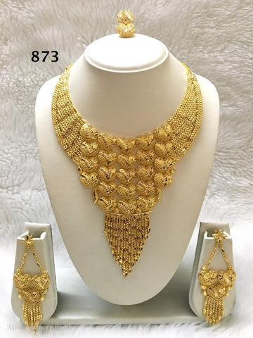 THREE PIECE INDIAN / AFRICAN GOLD PLATED NECKLACE SET