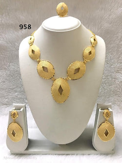 THREE PIECE INDIAN / AFRICAN GOLD PLATED NECKLACE SET
