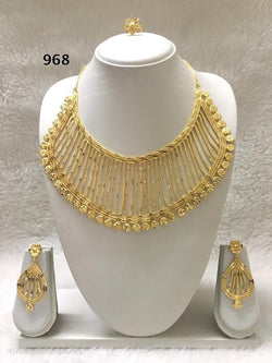THREE PIECE INDIAN /. AFRICAN GOLD PLATED NECKLACE SET