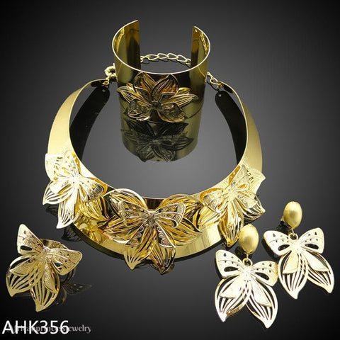 FOUR PIECE AFRICAN GOLD PLATED NECKLACE SET