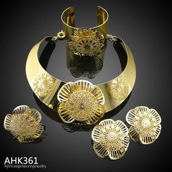 FOUR PIECE GOLD PLATED AFRICAN NECKLACE SET