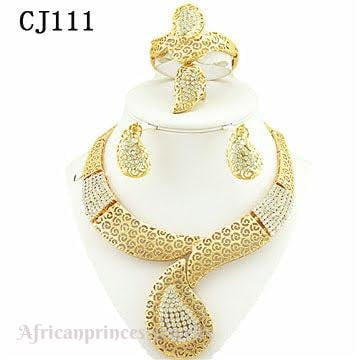 FOUR PIECE AFRICAN GOLD PLATED NECKLACE SET