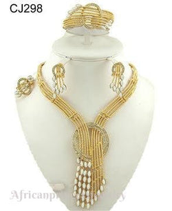 FOUR PIECE GOLD PLATED AFRICAN NECKLACE SET