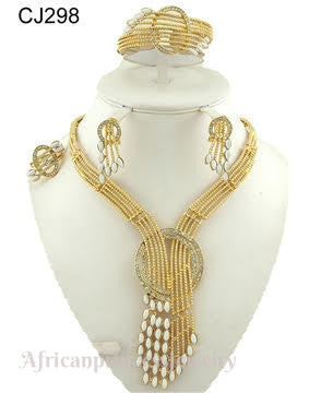 FOUR PIECE 18K GOLD PLATED NECKLACE SET