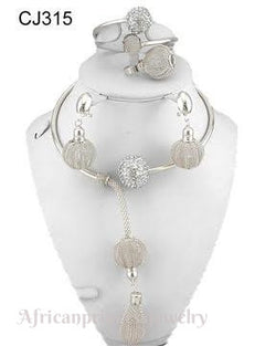 FOUR PIECE18K  WHITE GOLD PLATED SILVER NECKLACE SET