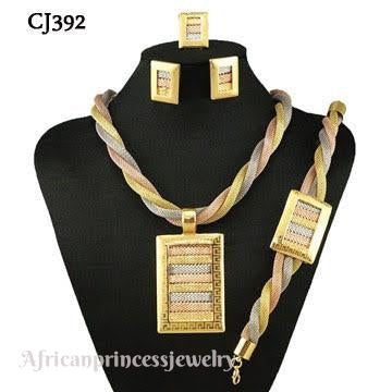 FOUR PIECE AFRICAN GOLD PLATED NECKLACE SET