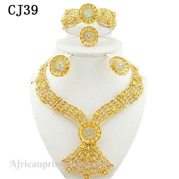 FOUR PIECE AFRICAN GOLD PLATED NECKLACE SET