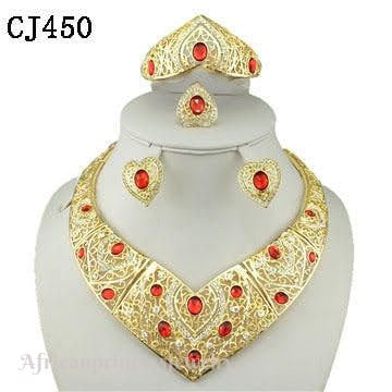 FOUR PIECE AFRICAN GOLD PLATED NECKLACE SET