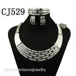FOUR PIECE 18K WHITE GOLD PLATED  SILVER NECKLACE SET