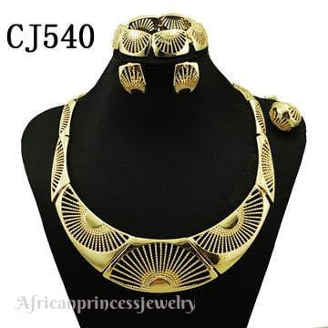 FOUR PIECE AFRICAN GOLD PLATED NECKLACE SET