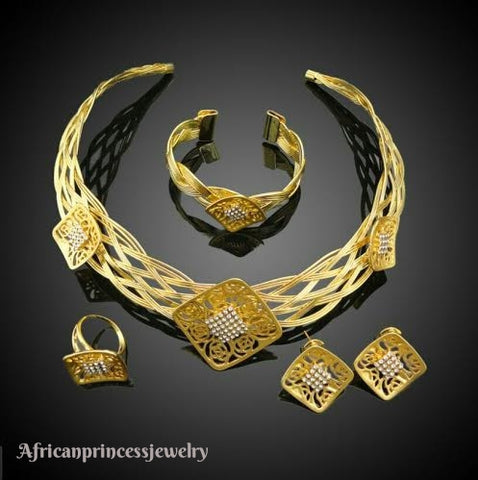 FOUR PIECE 18K GOLD PLATED NECKLACE SET