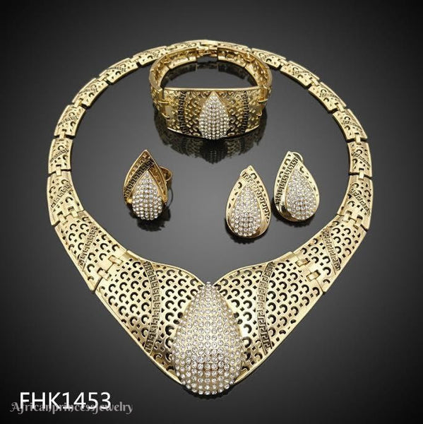 FOUR PIECE 18K  GOLD PLATED AFRICAN NECKLACE SET