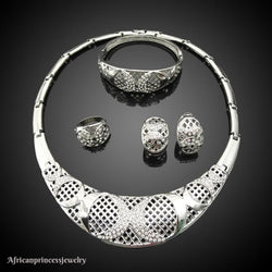 FOUR PIECE 18K WHITE GOLD PLATED NECKLACE SET