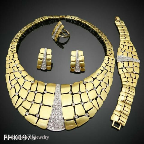 FOUR PIECE AFRICAN GOLD PLATED NECKLACE SET