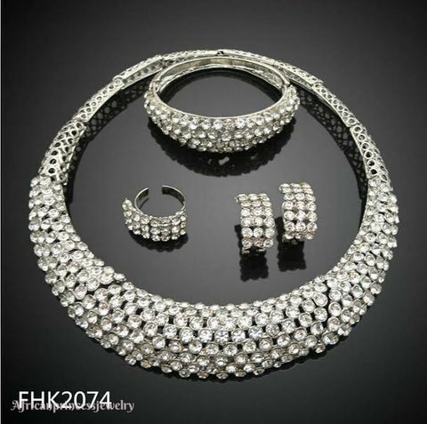 FOUR PIECE 18K WHITE GOLD PLATED NECKLACE SET