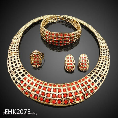 FOUR PIECE AFRICAN GOLD PLATED NECKLACE SET