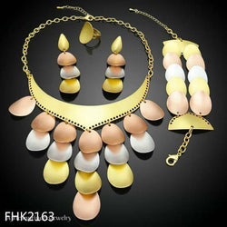 FOUR PIECE 18K GOLD PLATED NECKLACE SET