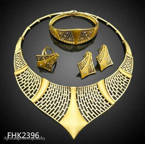 FOUR PIECE AFRICAN GOLD PLATED NECKLACE SET