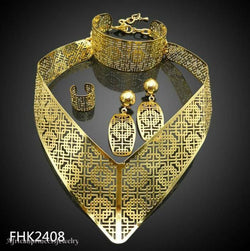 FOUR PIECE AFRICAN GOLD PLATED NECKLACE SET