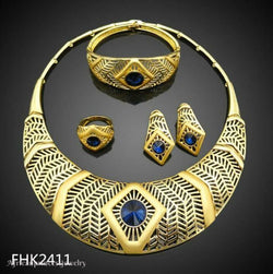 FOUR PIECE AFRICAN GOLD PLATED NECKLACE SET