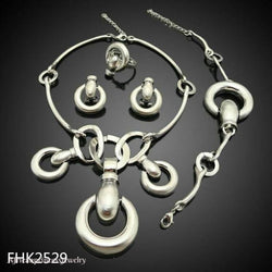 FOUR PIECE 18k WHITE GOLD  PLATED SILVER NECKLACE SET