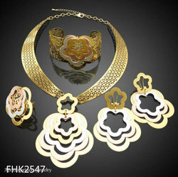 FOUR PIECE 18K GOLD PLATED NECKLACE SET