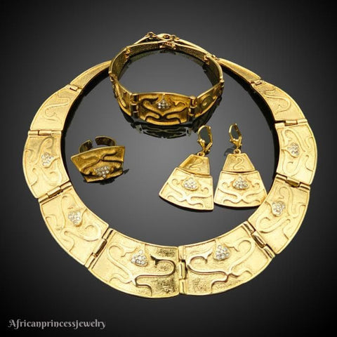 FOUR PIECE AFRICAN GOLD PLATED NECKLACE SET