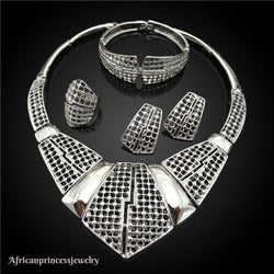 FOUR PIECE 18k WHITE GOLD PLATED SILVER NECKLACE SET