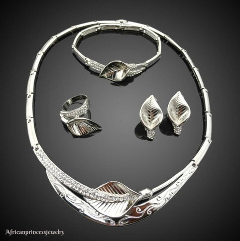 FOUR PIECE 18K WHITE GOLD PLATED SILVER NECKLACE SET