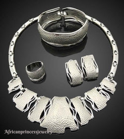 FOUR PIECE 18K WHITE GOLD PLATED NECKLACE SET