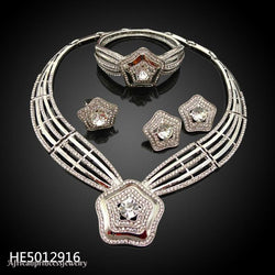 FOUR PIECE 18K WHITE GOLD  PLATED   SILVER NECKLACE SET