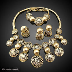 FOUR PIECE AFRICAN GOLD PLATED NECKLACE SET