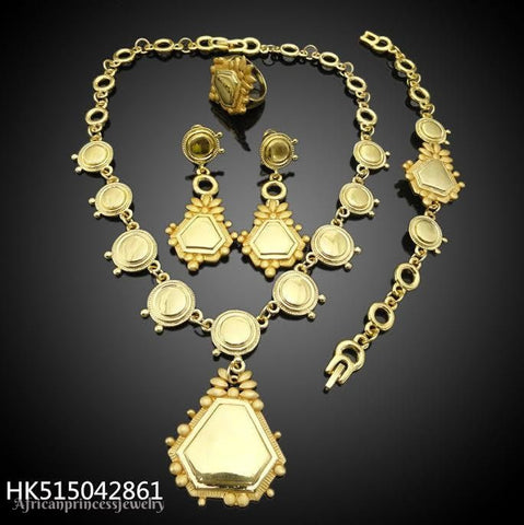 FOUR PIECE AFRICAN GOLD PLATED NECKLACE SET