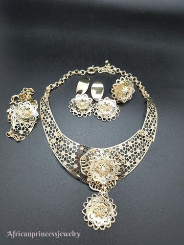 FOUR PIECE 18K GOLD PLATED NECKLACE SET