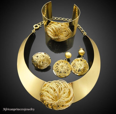 FOUR PIECE 18K GOLD PLATED NECKLACE SET