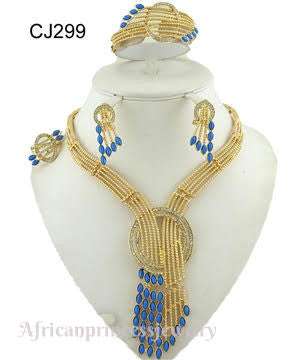 FOUR PIECE AFRICAN GOLD PLATED NECKLACE SET