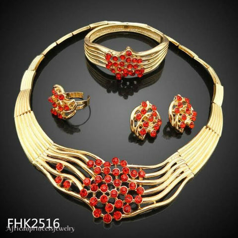 FOUR PIECE AFRICAN GOLD PLATED NECKLACE SET